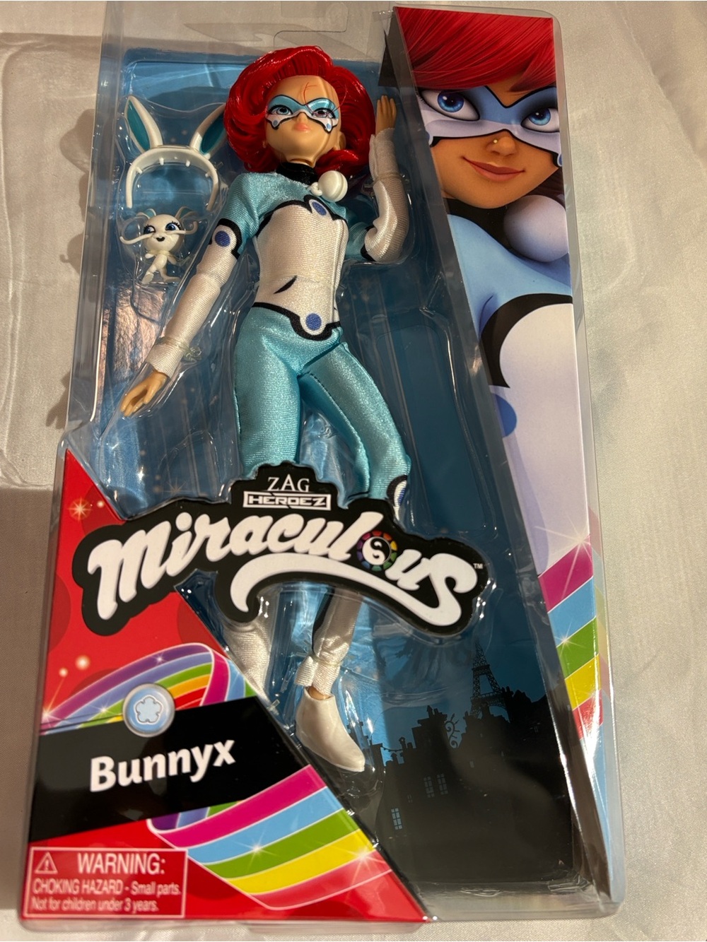 Bunnyx Red-Haired Doll in Blue & White Costume